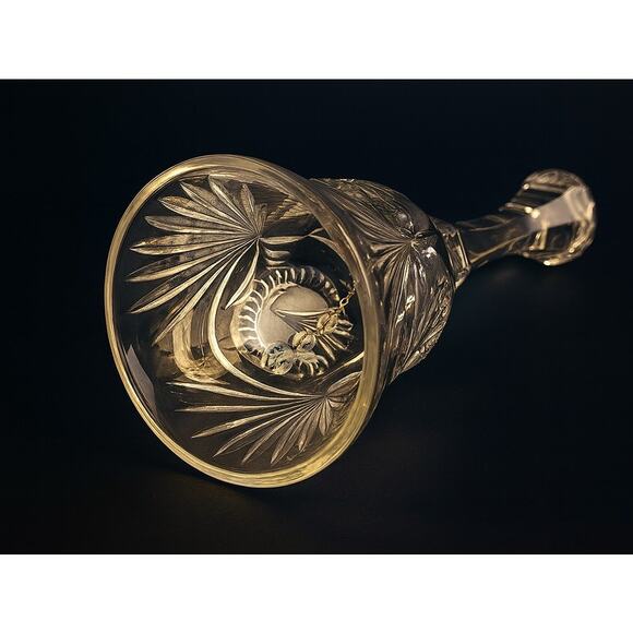 Vintage Raimond Italy 24% Etched Hand Cut Lead Crystal Dinner Bell 7.5" Tall - Picture 4 of 5